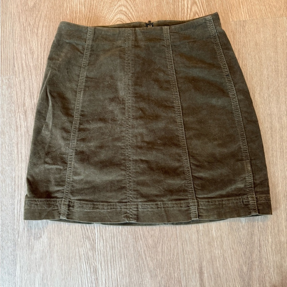 Free People Suede Olive Green Mini Skirt